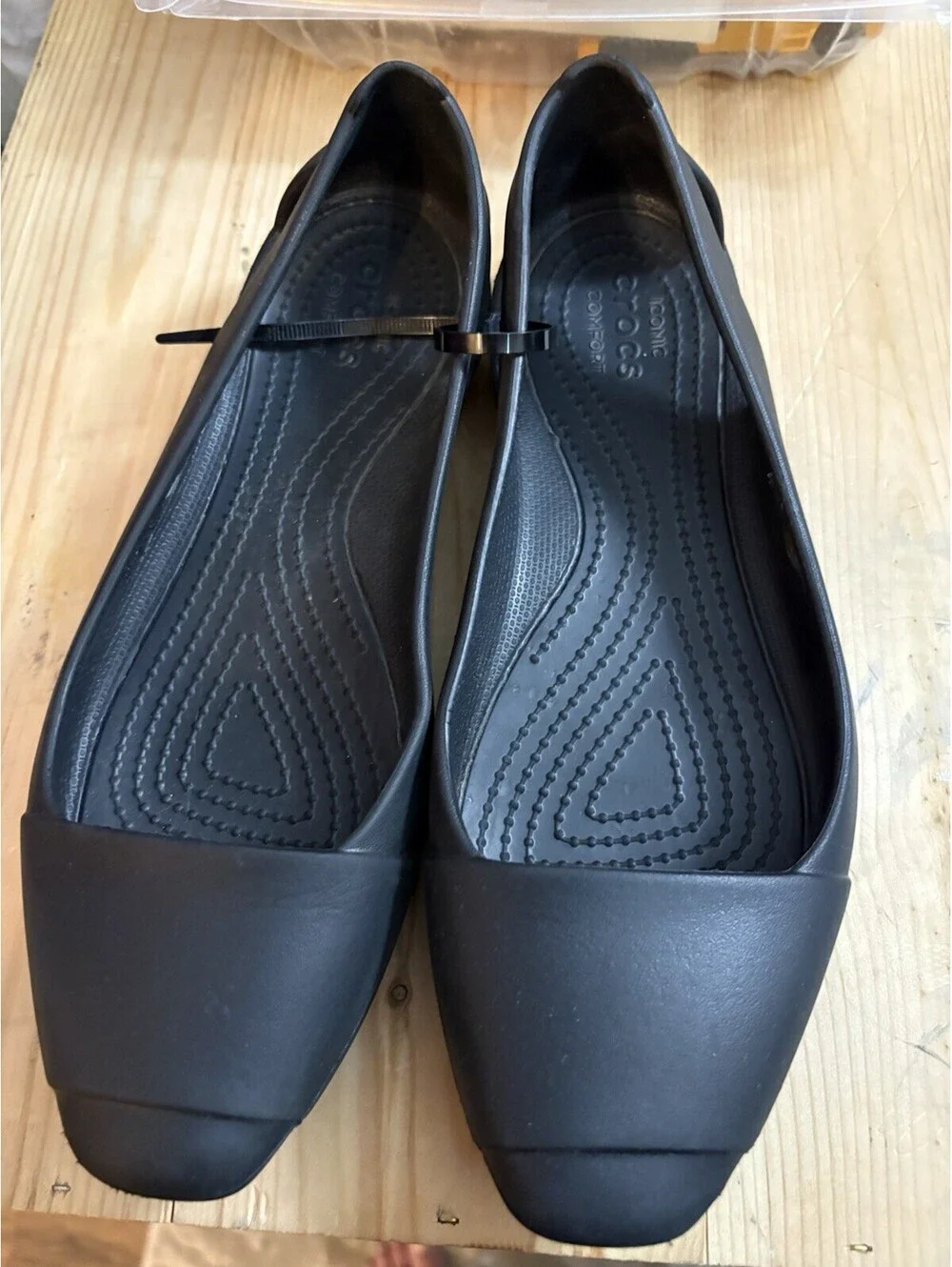 Crocs Sienna Ballet Flat Shoes Womens w7Black Comfort Slip On Loafer Lightweight
